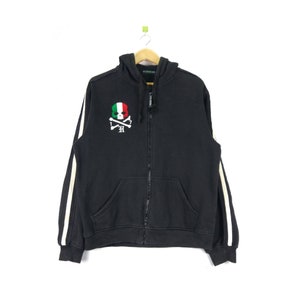 Japanese Punk Brand Hydrogen Embroidery Logo Hooded Fullzip Sweatshirt