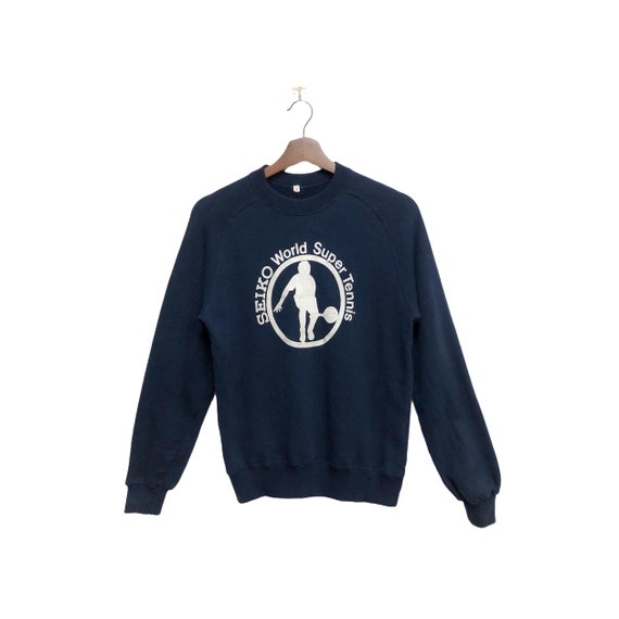 Vintage 1981 SEIKO World Super Tennis Sweatshirt Navy Blue