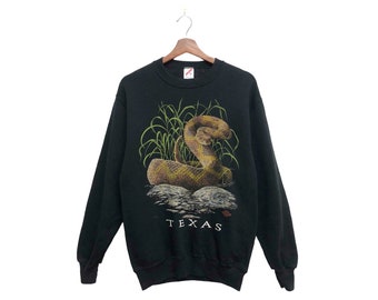 Sudadera Vintage 90s Texas Full Print Negro Talla M