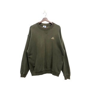 Vintage Adidas Y2K crewneck sudadera ejército verde tamaño L