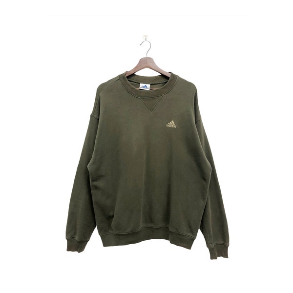 Vintage Adidas Y2K crewneck sudadera ejército verde tamaño L