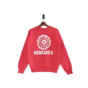 Vintage 90s University of Nebraska Sweatshirt Crewneck Big Logo Made In USA Pullover Jumper Size M