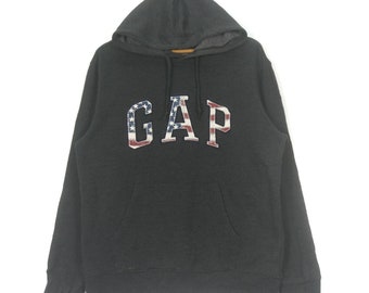 Gap Big Logo American Flag Embroidered Hoodie Pullover Jumper Sweatshirt