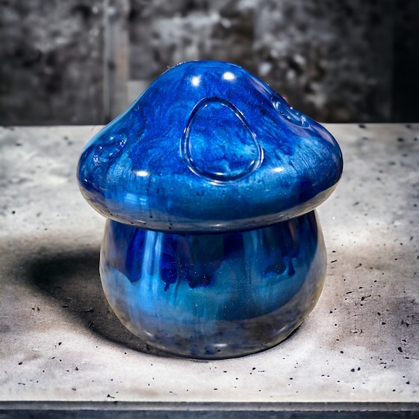 Resin Mushroom Jar -Stunning Sapphire Blue