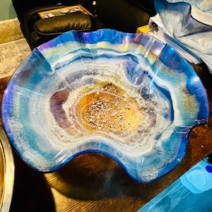 20,5 Zoll Große Resin Schale - Sapphire Blau nachtleuchtend