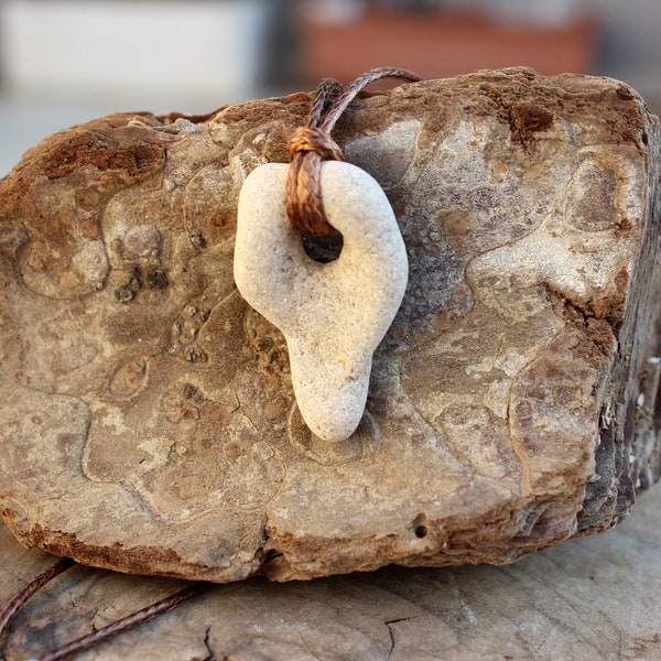 Hag Stone Necklace | Holey Stone Pendant Necklace | Beach Stone Necklace | One of a kind Necklace | Vegan Necklace | 199