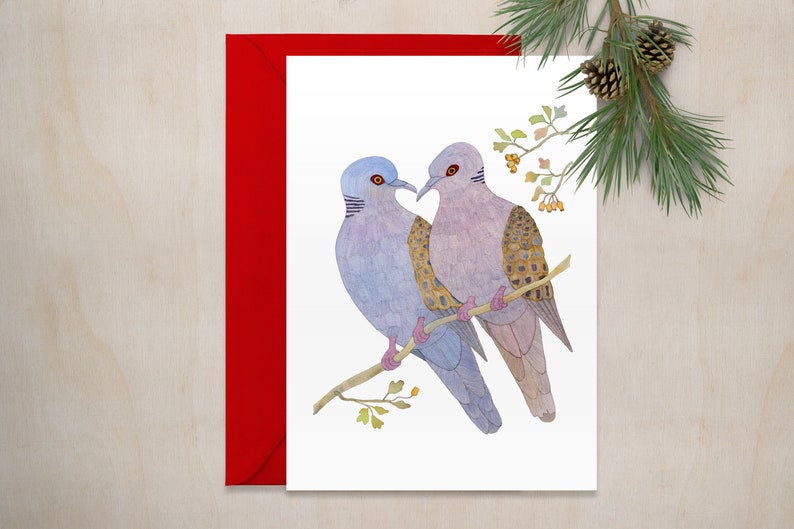 2 Turtle Doves 12 Days of Christmas Holiday Card  Etsy