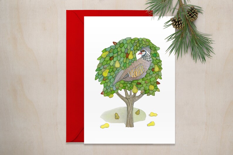 Partridge in a Pear Tree Christmas Card Holiday Decor Etsy