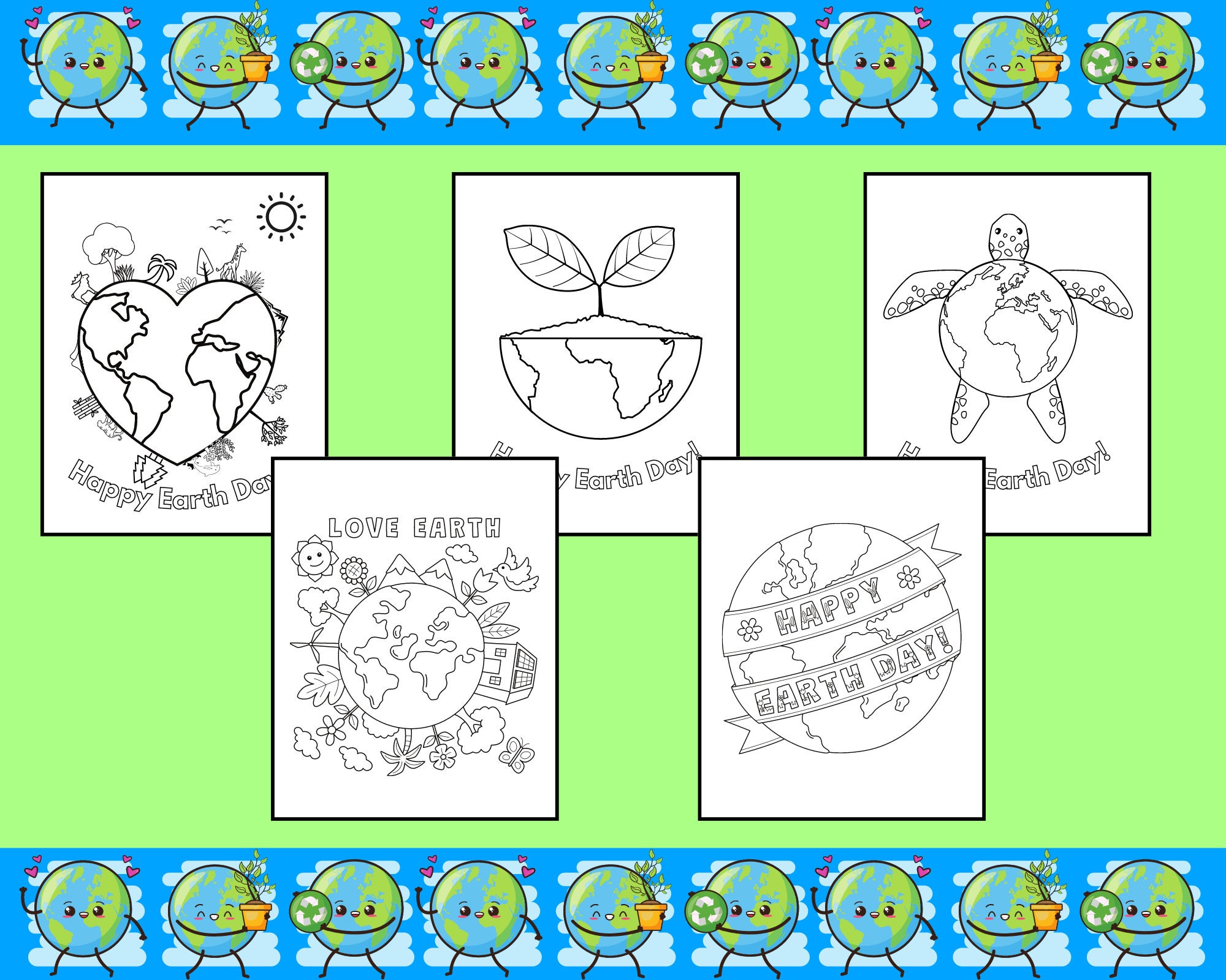 Printable Earth Day Coloring Sheets Earth Day Coloring Pages Digital File - Etsy