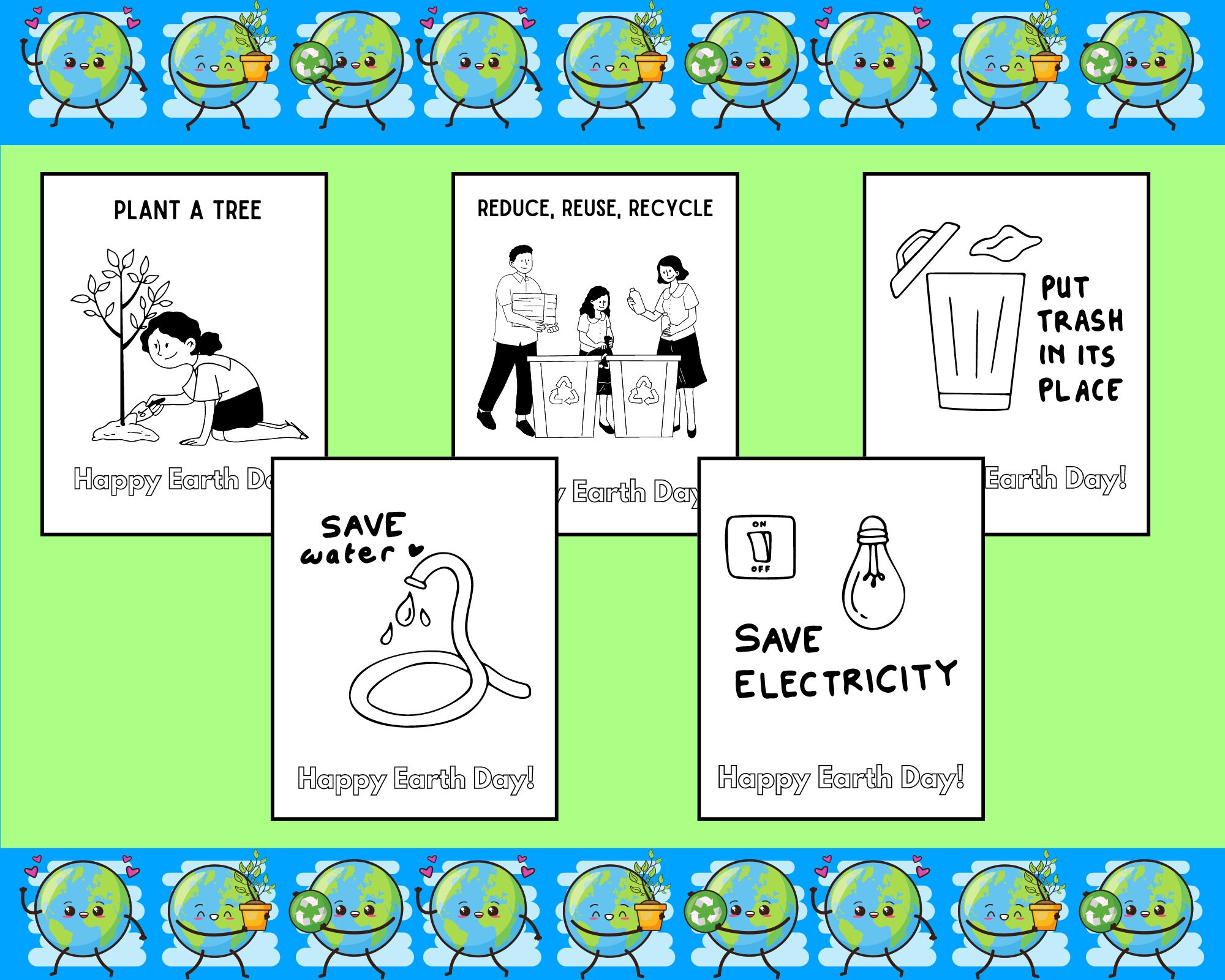 Printable Earth Day Coloring Sheets Earth Day Coloring Pages Digital ...