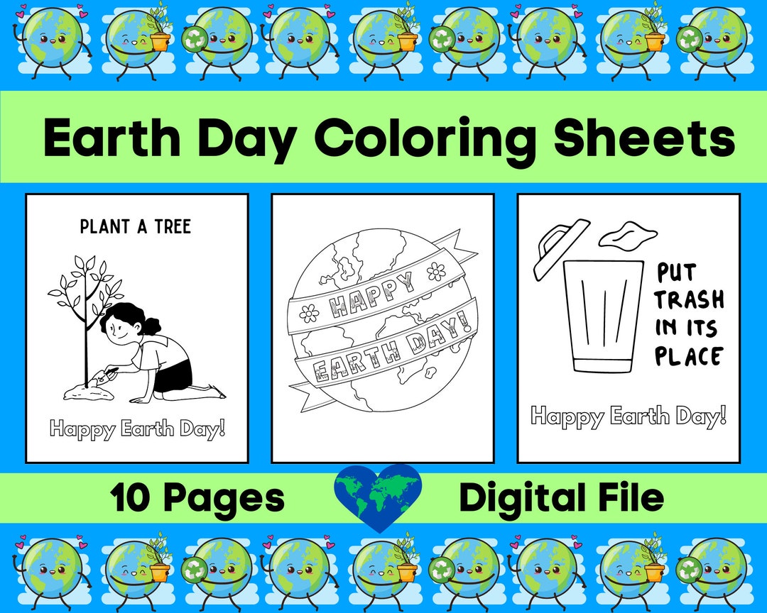 Printable Earth Day Coloring Sheets Earth Day Coloring Pages Digital ...