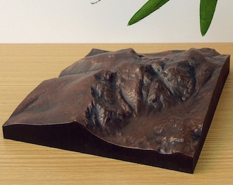 Scafell Pike Topographical Map in Aged Metal Finish, The Lake District, Topographical Map, 3D Map, Custom Map, Wainwright Hiking Gift, Fells