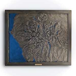 Grote 3D-kaart Lake District - Bronze & Blue Lakes - High-definition terreinkaart van Cumbria and the Lakes - Alfred Wainwright - reliëfkaart