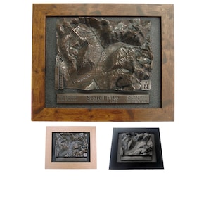 Scafell Pike Copper Bronze of Silver finish 3D topografische reliëfkaart Wainwright Cumbria viel walker aandenken gepersonaliseerd cadeau of cadeau