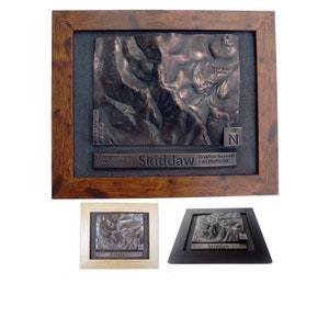 Skiddaw Kupfer Bronze oder Silber-Finish 3D topographische Reliefkarte Wainwright Cumbria Fell Walker Andenken personalisiertes Geschenk oder Geschenk