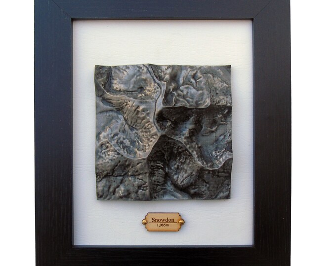 Snowdon 3D Topographical Map | Framed Relief in Copper, Bronze or Silver Finish | Snowdonia Wales Wall Art | Hiking Gift