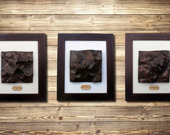 U.K. Three Peaks 3D Map Collection, Ben Nevis, Snowdon, Scafell Pike, Framed Hiking Gift