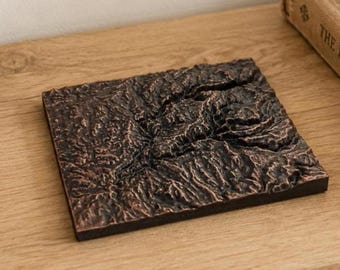 Custom 3D Map – Palm Sized - Framing Option - Any Location Worldwide, Metal Finishes (10cm)