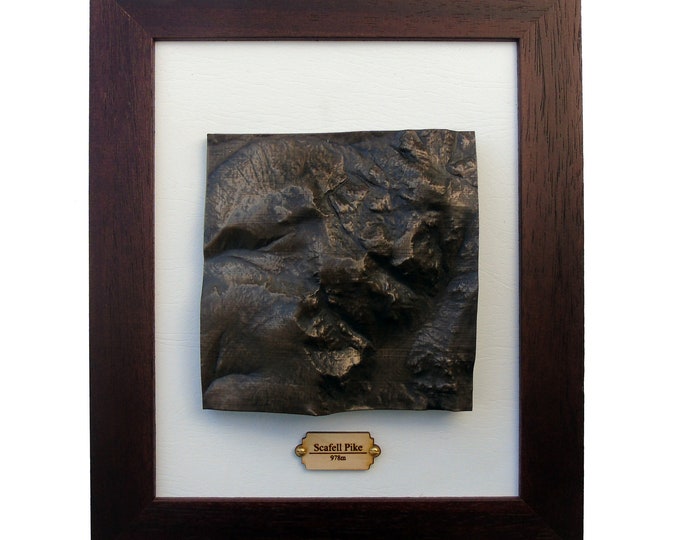 Scafell Pike Topographical Map in Aged Bronze Finish, 3D Map, The Lake District, Hiking Gift, Custom, Wainwright, Fell Walking, Mountain