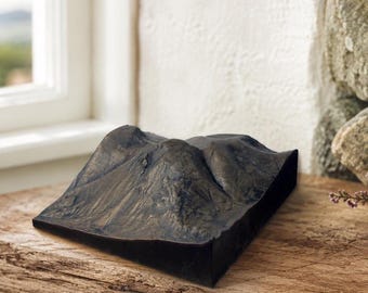 Great Gable 3D Metal Finish Topographical Map, Lake District Display (15cm)