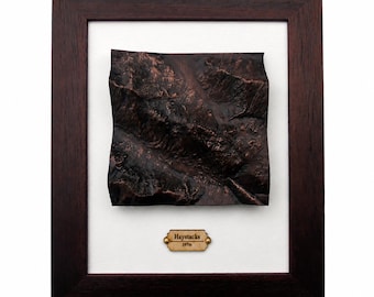 Haystacks Topographical 3D Map, Aged Metal Finish, Lake District Hiking Gift