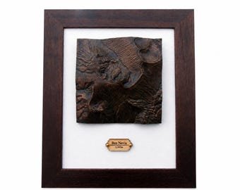 Ben Nevis 3D Topographical Framed Map, Aged Metal Finishes, Scotland Hiking Gift