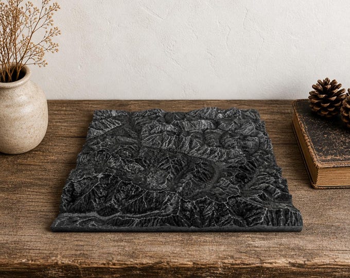 Metal Finish Custom 3D Map – Any Location Worldwide | Medium Topographical Terrain Map (25cm)