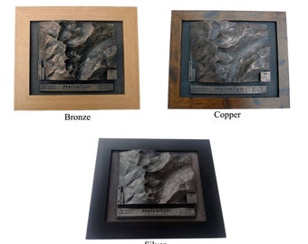 Custom 3D Mountain Casting Topographical Map - Classic style - Relief Map - Personalised map - Copper Bronze Silver - Topo map of anywhere