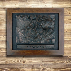 Snowdon Yr Wyddfa Kupfer Bronze oder Silber Reliefkarte in 3D topographische Berg Wanderer oder Wanderer personalisiertes Geschenk oder Andenken