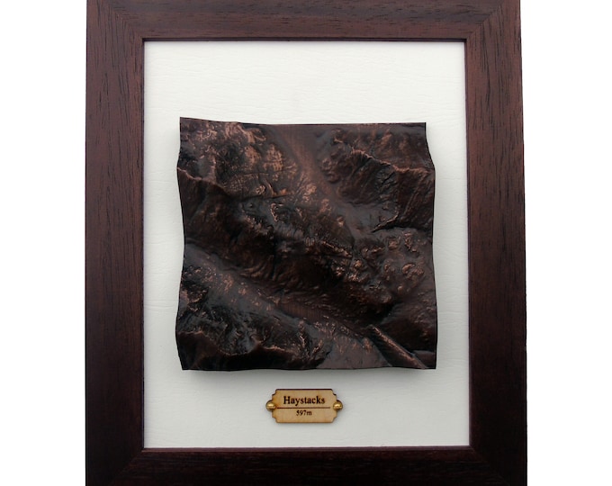 Haystacks Topographical Map in Aged Copper Finish, 3D Map, The Lake District, Hiking Gift, Personalised, Wainwright, Fell Walking, Mountain