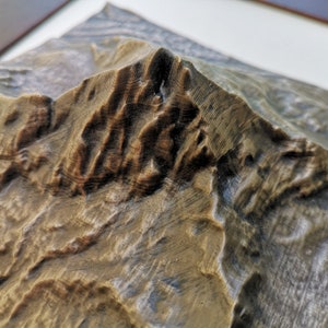 Matterhorn Framed Topographical Map in Aged Bronze Finish, Mountain Casting 3D map, Switzerland, Swiss Alps, Relief Map, Hiking Gift