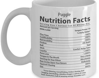 Puggle Lover Mug. Puggle Nutritional Facts. FunnyPuggle Dog Mug. 11oz 15oz Coffee Mug.