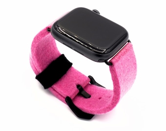 Pink Merino Wool Apple Watch Band, Soft Comfortable Strap