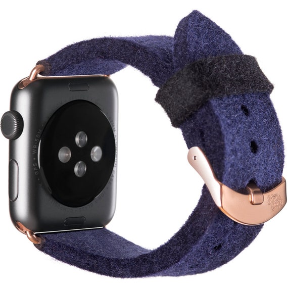Apple Watch Band Dark Blue Merino Wool Skin Friendly Natural