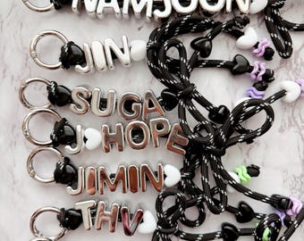 Kpop Bias Paracord Bag Charm | Silver Letter Keychain Accessory