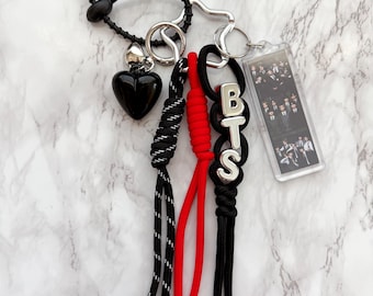 BTS Paracord Bag Charm | Kpop Photo Strip Keychain | Star Clip