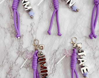 Bias Bag Charm | Kpop Keychain | Purple Paracord with Star Lollipop