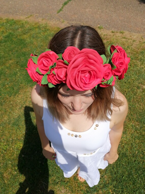red rose baby headband