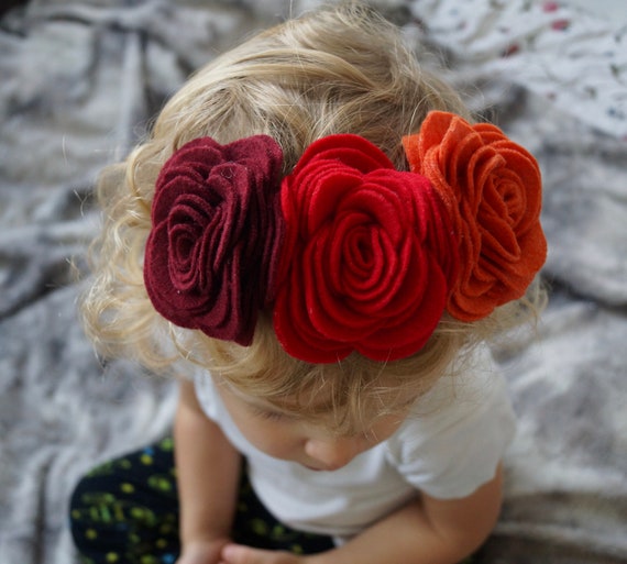 red rose baby headband