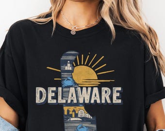 Vintage Delaware T-Shirt: Garment Dyed Retro Graphic Tee