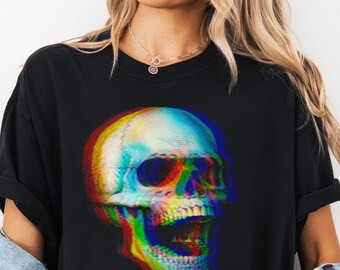Glitch Skull T-Shirt | Psychedelic Distorted Skull Tee