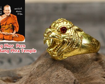 The Ring Of Tiger Red Eye Yan Tra Luang Phor Pern Wat Bang Phra Thai Talisman Amulet Power Nice Magic Charm Brass Size 21 25 Mm The Ring Of Tiger Red Eye Yan Tra Luang Phor Pern Wat Bang Phra Thai Talisman Amulet Power Nice Magic Charm Brass Size 21 25 Mm