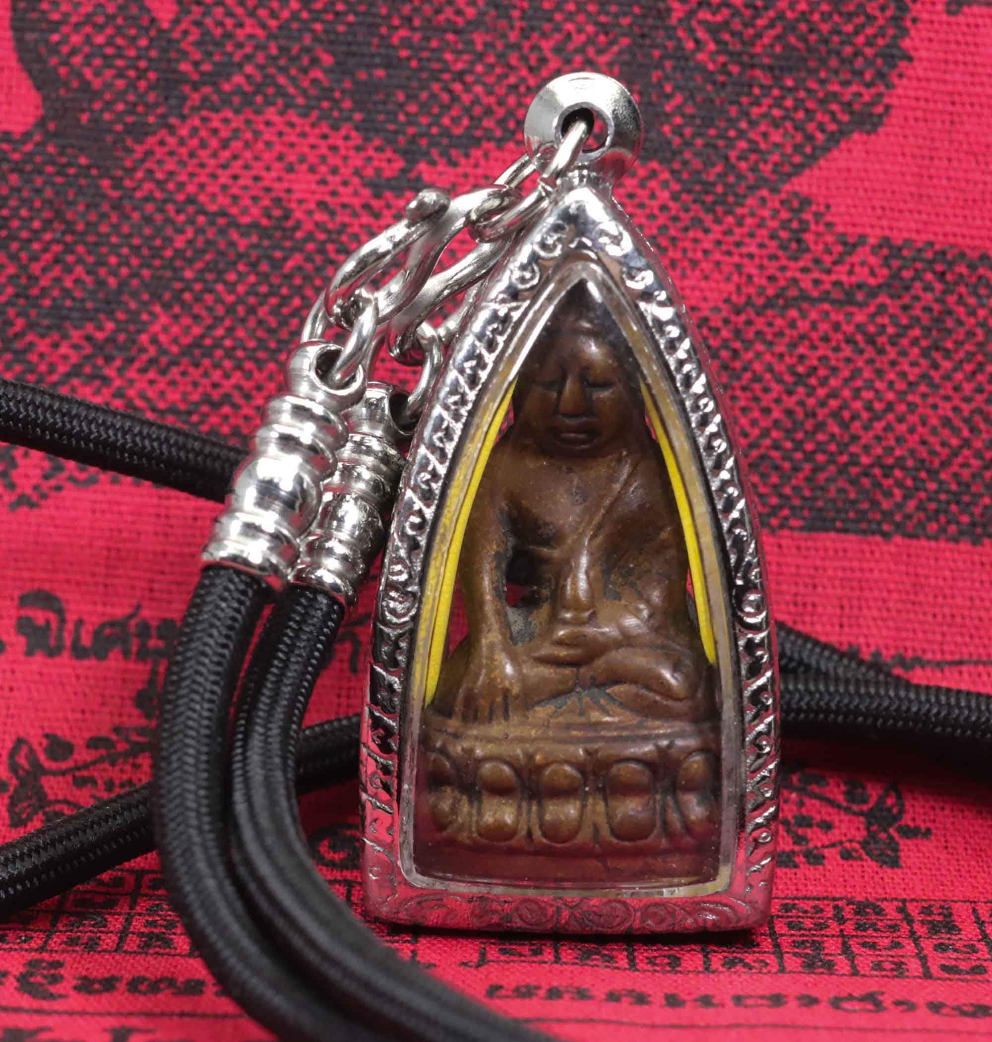Old Statue Phra Kring Pawaret Wat Bowon temple Brass Rare Thai Buddha Amulet Holy Protect Life Antique talisman Magic Power Nice  Necklace