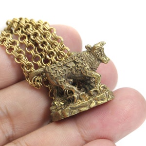 Brass Cow Yantra Amulet: Thai Buddha Success Talisman