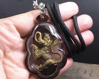 Singha Lion LP Kalong Wat Khaw Laem,make sacred by some magic Protect Life Rare thai Amulet Best Power,business Success,Luck,GoodTravel Safe