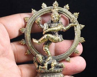 Brass Natraj Dancing God Lord Hindu mini Statue Deity Natraj Charm Success amulet talisman Pendant The Power Nice Magic Holy Free Shipping