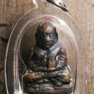 Luang Phor Ngoen Thai Amulet: Brass Monk Pendant, Blessed 1917