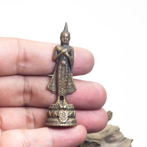 Mini Luang Phor BanLaem Samut Songkhram Old Statue Brass Collection ThaiBuddha Amulet Protect Life Antique talismanThe Power Nice Magic Holy