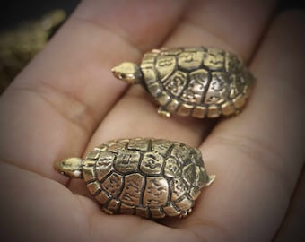 2 pcs. Mini tortue laiton Luang Pu Leaw talisman magique pendentif amulette thaï, bouddha, béni The Power Nice saint Pour les bonnes affaires