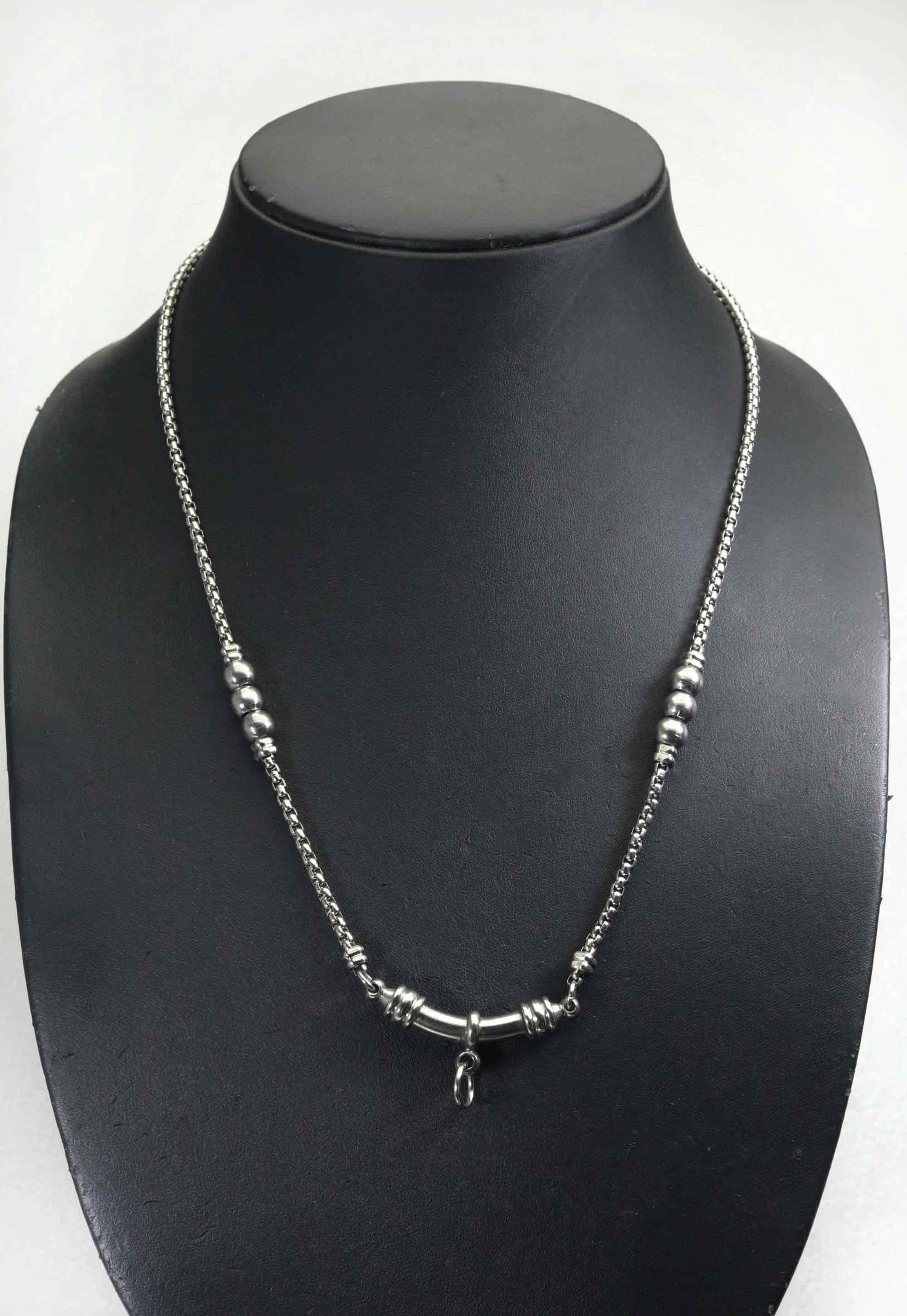 PAURO Collana da uomo in acciaio inox buddista Mantra Om Mani Padme Hum Donut Collana con ciondolo a catena in cotone